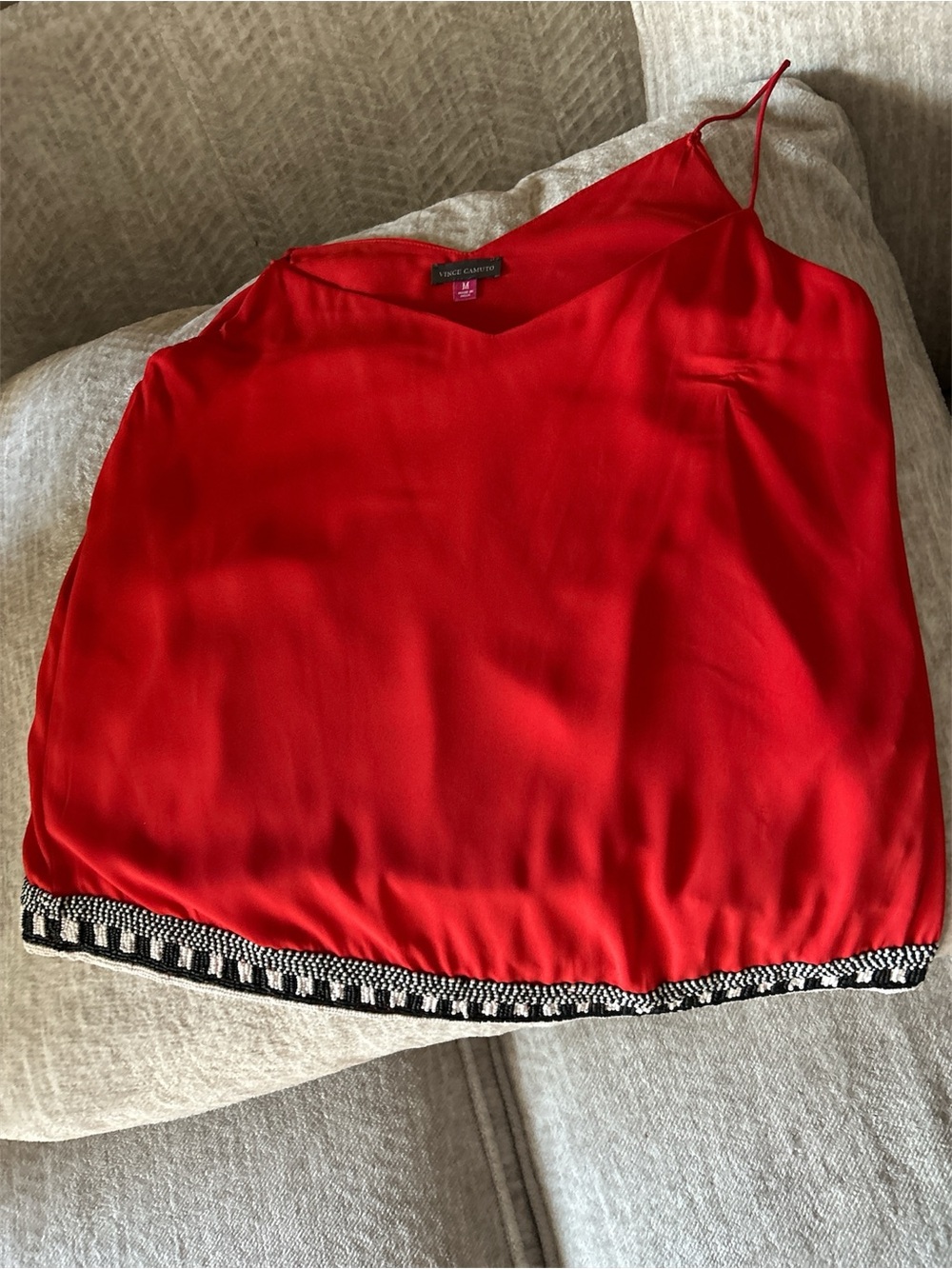 Vince Camuto Red V-Neck Silk Cami